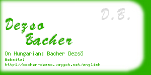 dezso bacher business card